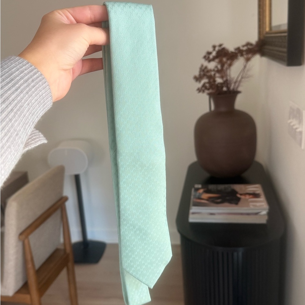 Seafoam Green Hermes Neck Tie - Classic “H” Subtle Pattern